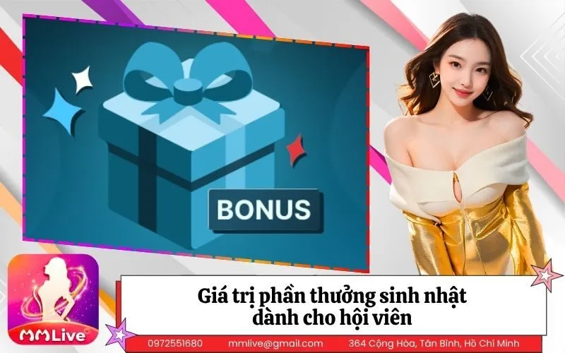Giá trị phần thưởng sinh nhật dành cho hội viên